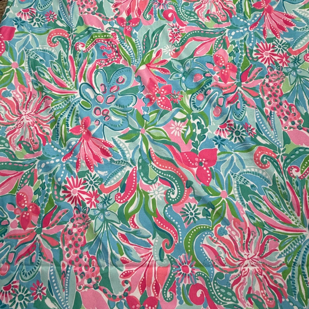 Lilly Pulitzer Beach Towel Pink Teal Green Floral Paisley Print 39x74 Polyester